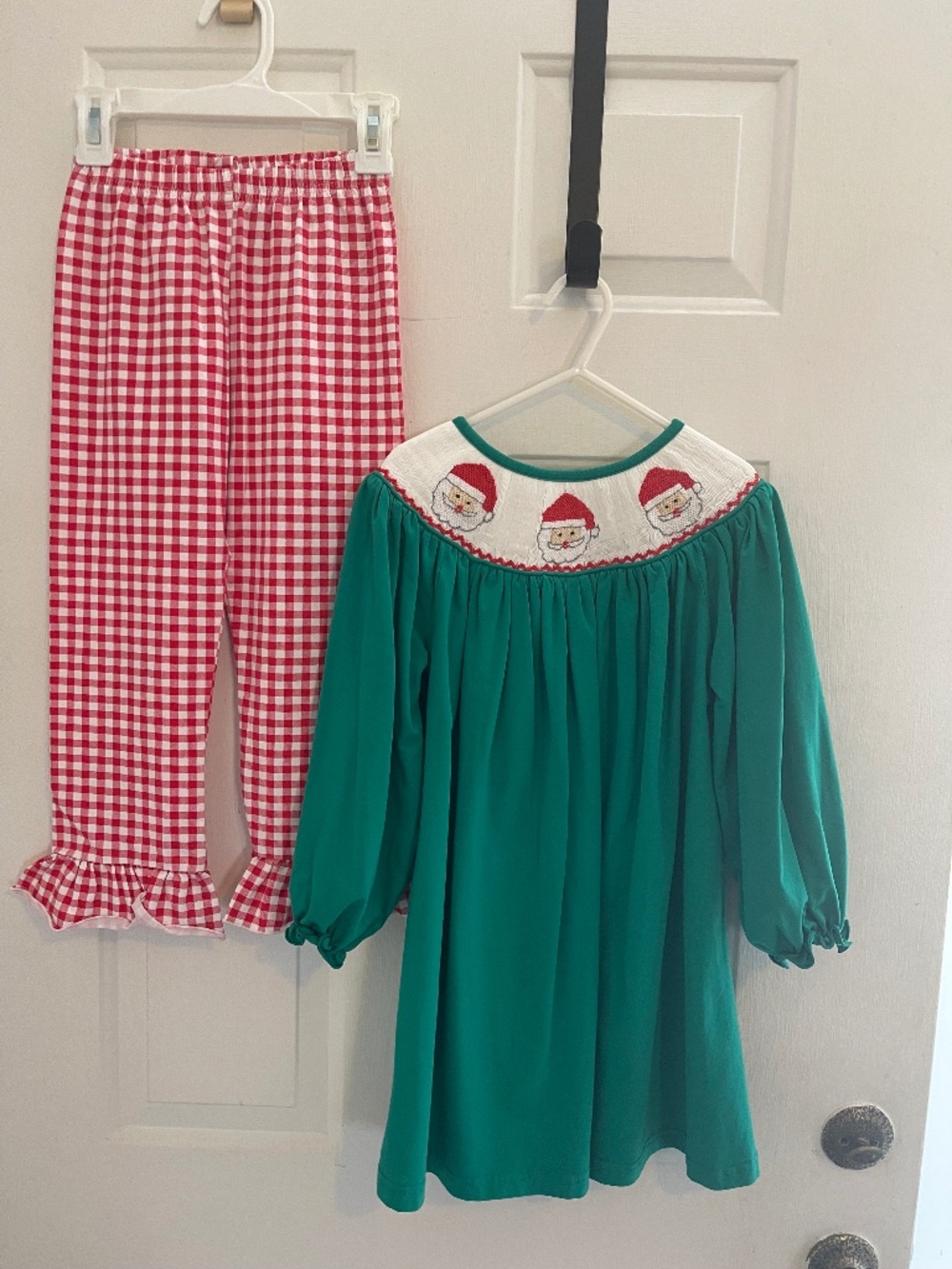 Classic Southern Smocks Christmas Santa Dress & Pants Set